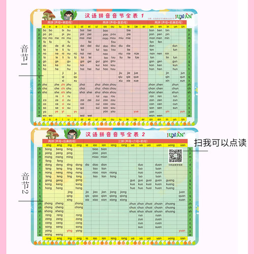 小学汉语拼音音节全表声母韵母拼读训练儿童拼音字母整体认读卡片 - 图3