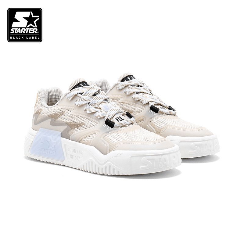 STARTER潮牌 夏透气男女情侣款白色音浪增高低帮VOL休闲运动板鞋 - 图0