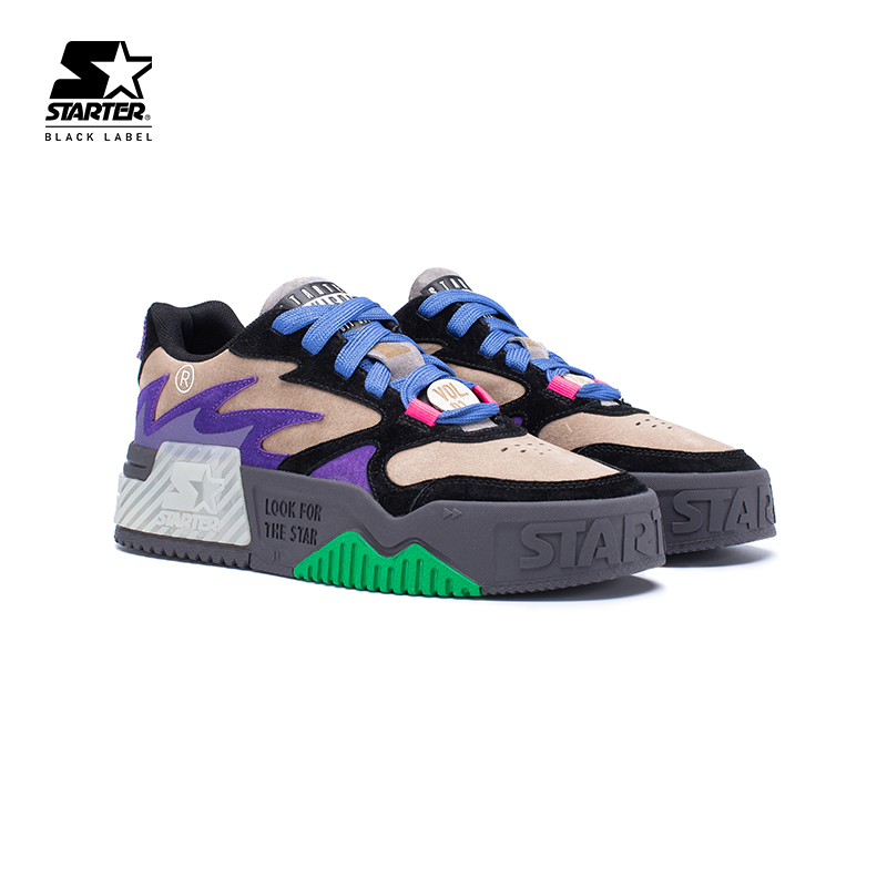 STARTER潮牌 夏透气男女情侣款白色音浪增高低帮VOL休闲运动板鞋 - 图1