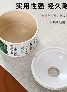 汝窑青花烟灰缸带盖防灰家用办公烟蛊茶渣缸陶瓷茶具配件商务送礼