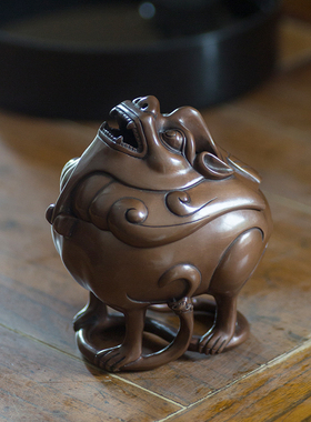 朝天吼香炉紫铜瑞兽犼书房办公桌