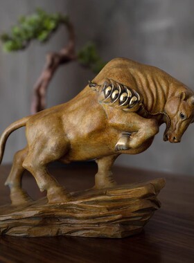 铜之美 铜牛摆件牛转乾坤会议室办公桌电视柜装饰品公司开业礼品