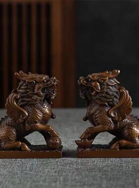 麒麟摆件客厅办公桌纯手工艺品