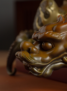 水麒麟摆件铜工艺品避水兽龙王蚣蝮客厅玄关镇水兽装饰品高档礼品