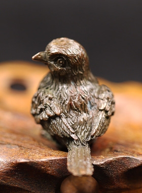 Antique Copper Small Sparrow Statue Desktop Ornaments Metal