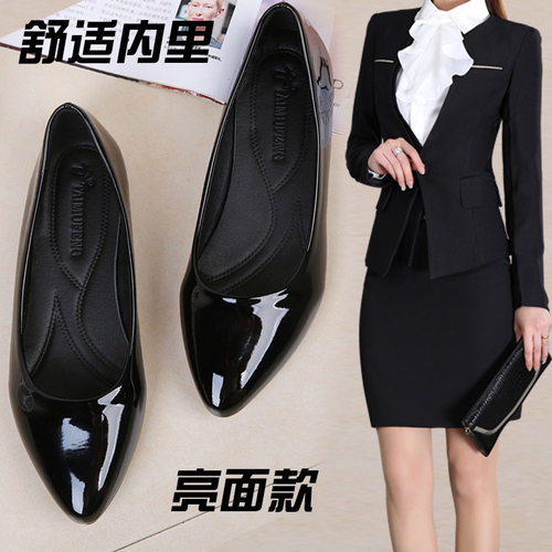 Comfortable work black shoes for women flat shoe工作平底鞋女 - 图1