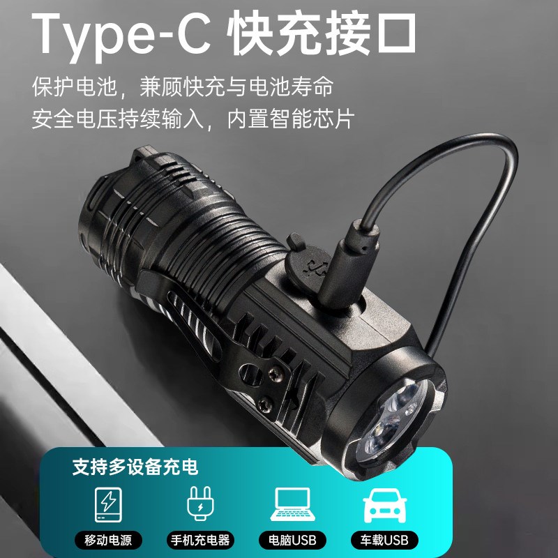 强光手电筒可充电式户外超亮远射小型便携家用耐用续航激光灯赶海 - 图2