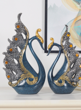 创意招财情侣天鹅家居摆件电视柜客厅卧室装饰品朋友闺蜜结婚礼物