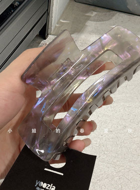 灰色醋酸渐变鲨鱼夹气质方形百搭发抓夹韩系日韩发饰大方彩色头饰