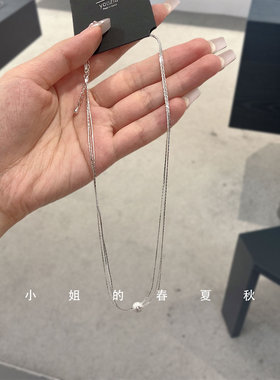韩国饰品小众设计简约百搭ins风颈链气质优雅锁骨链银色珠子项链