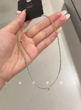 小众设计饰品时尚百搭个性韩国清新锁骨链可爱甜美ins风绿色项链
