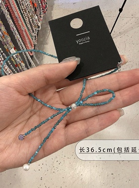 韩国饰品锁骨链女蝴蝶结串珠项链