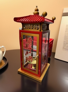 红色新款不锈钢六角形桌面长明灯