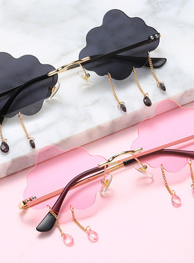 新款太阳镜女士吊坠云朵搞怪