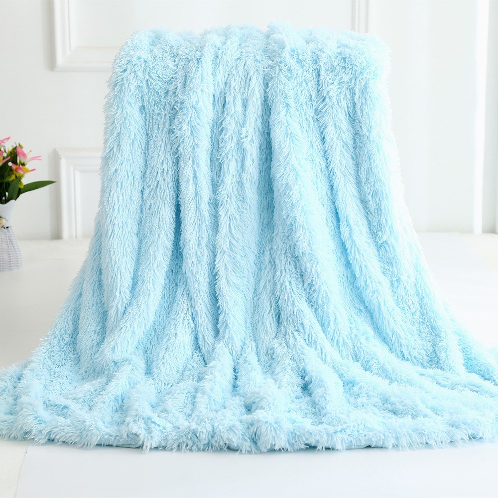 Super Soft Long Shaggy Fuzzy Fur Warm Bed Sofa Throw Blanket-图1