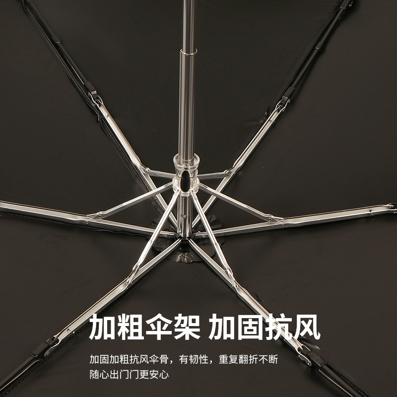 超轻巧迷你女小三折晴雨伞跨境口袋伞铝合金伞骨黑胶防晒折叠 - 图2