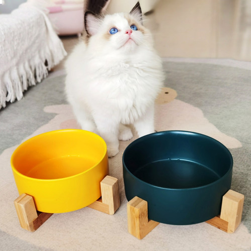 陶瓷猫碗水碗狗碗保护颈椎狗碗猫咪食盆狗盆猫粮碗宠物水碗防打翻 - 图1
