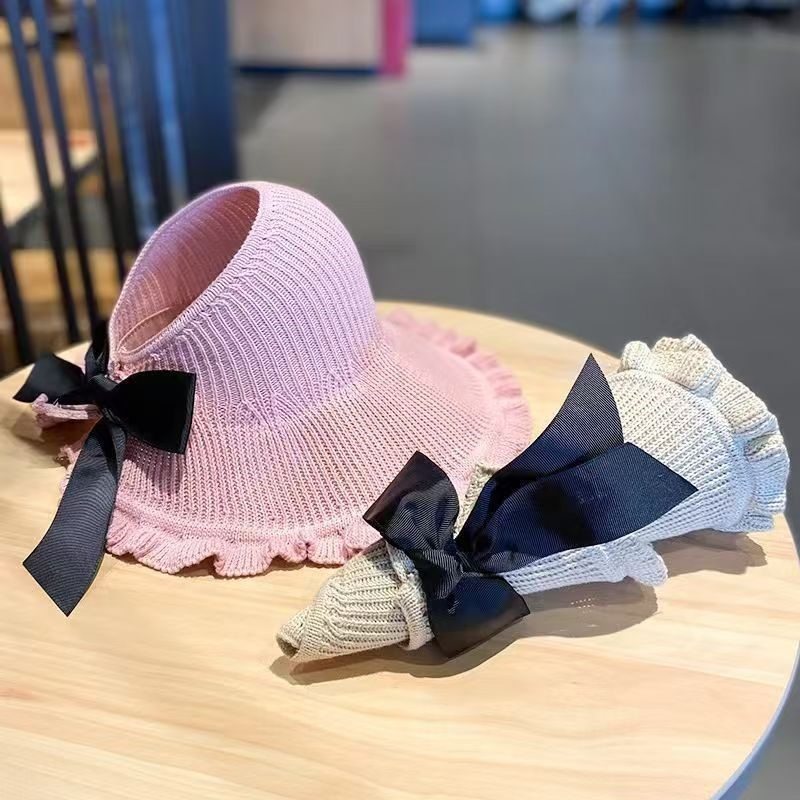 日系色草编空顶帽子女夏季可卷大帽檐防晒帽出游百搭防晒太阳帽 - 图1