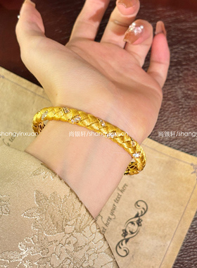 穗穗平安布契风麦穗手工拉丝银手镯高级感精致百搭925银镀金手镯