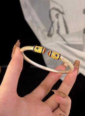 胖东来尚银轩福字描金银手镯