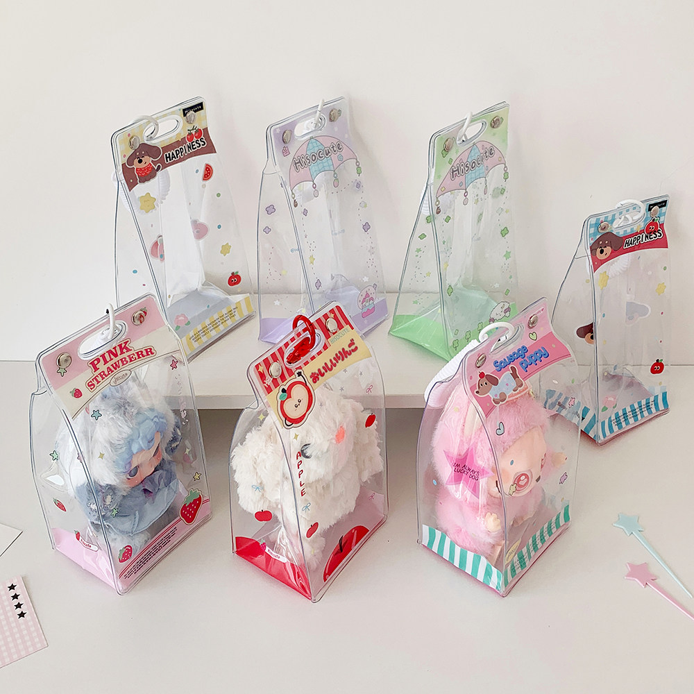 ins风少女可爱卡通遛娃包透明PVC棉花娃娃展示收纳包玩偶防尘娃包,淘宝优惠券,粉丝福利购,淘宝优惠卷