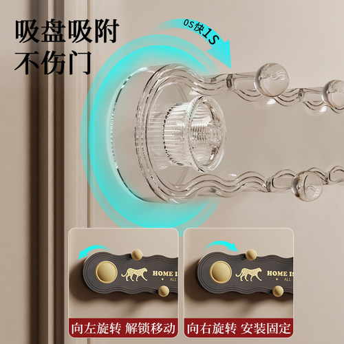 复古吸盘门后挂钩免打孔强力承重入户门后挂衣架一排式玄关挂衣钩 - 图0