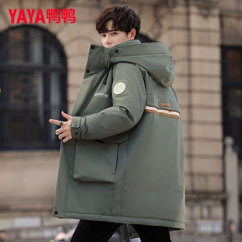 鸭鸭冬季羽绒服男连帽中长款户外工装风休闲露营加厚保暖外套潮DY,淘宝优惠券,粉丝福利购,淘宝优惠卷