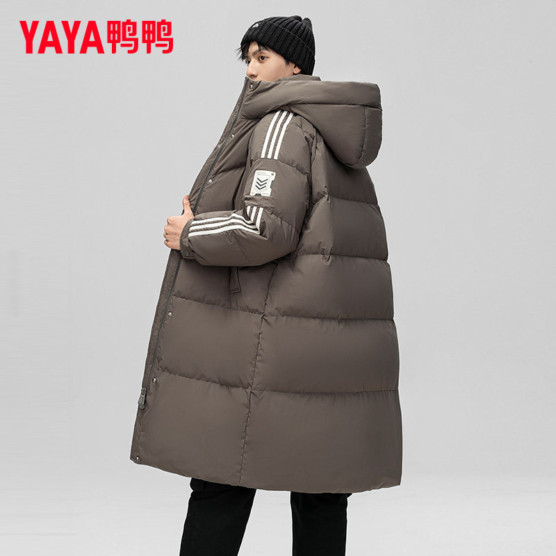 鸭鸭男士长款羽绒服2024冬季新品时尚户外保暖百搭连帽外套潮XB