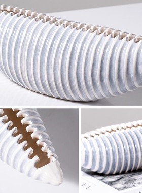 简约现代贝壳陶瓷几何摆件样板间玄关民宿过道小众艺术感软装饰品