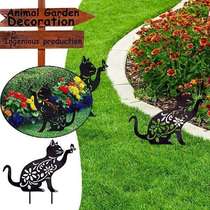 Metal Cat Garden Decorative Stakes Outdoor Garden Decor