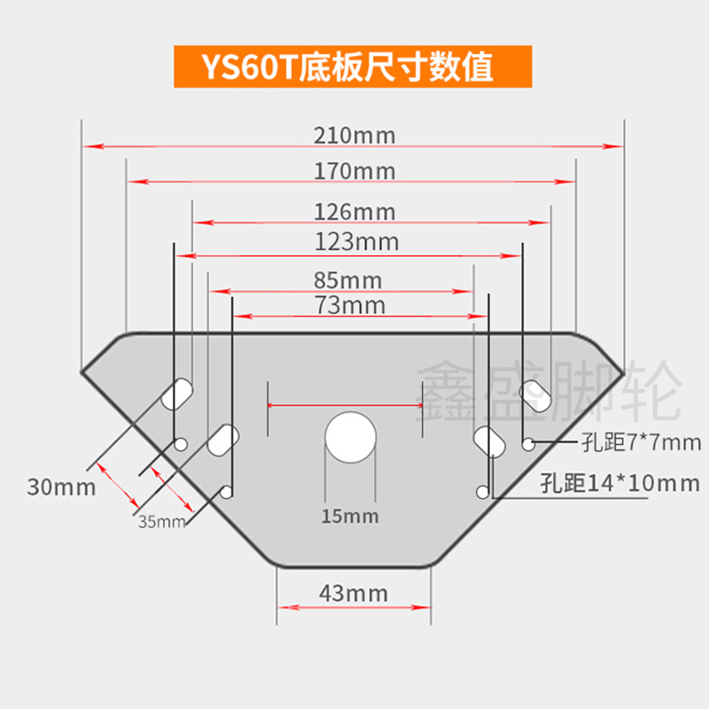 水平调节支撑型脚轮三角板福马轮60FT80FT100FT铝型材一体复合轮 - 图0