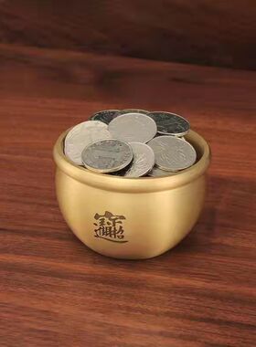 铜缸摆件聚宝盆心经办公室