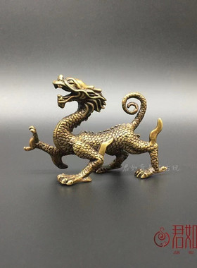 黄铜十二生肖实心黄牛老虎狮子小狗蜘蛛动物风水摆件镇纸古玩铜器