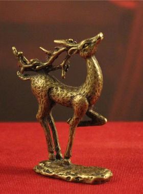 一路发财梅花鹿摆件纯铜工艺品