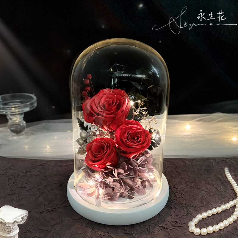 碎冰蓝肥皂花永生花玫瑰见面花束满天星干花母亲节女朋友生日礼物
