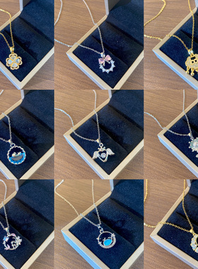 轻奢仙女风满钻镶嵌锆石钛钢项链