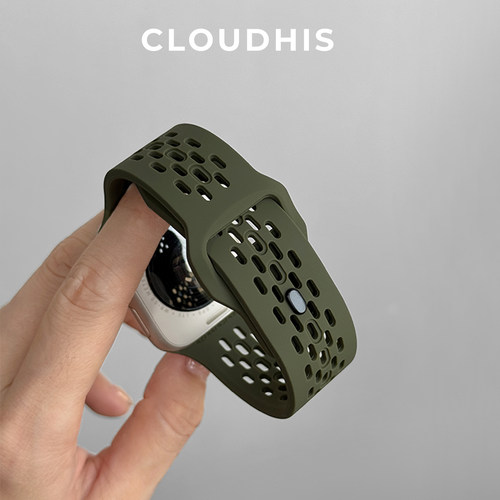 CLOUDHIS适用iwatch10表带s11苹果S9手表applewatch硅胶S10男款女士新款腕带透气SE高级感军夏季ultra运动SE - 图1