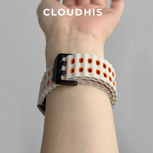 CLOUDHIS is suitable for Huawei GT5 watch strap gt4 watch marine two-color silicone strap watch4pro sports breathable high-end spring and summer new wristband GT2 men's and women's wristband GT6