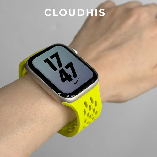 CloudHIS适用苹果手表带iwatch表带s12洞洞s11硅胶S10运动腕带applewatchs9新款Ultra46mm透气男女通用se3代8 - 图2