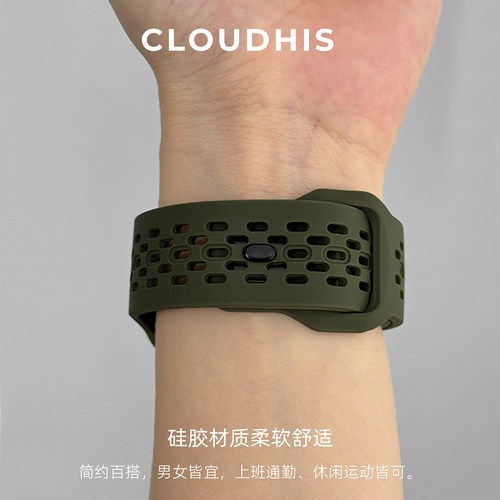 CLOUDHIS适用iwatch10表带s11苹果S9手表applewatch硅胶S10男款女士新款腕带透气SE高级感军夏季ultra运动SE - 图3