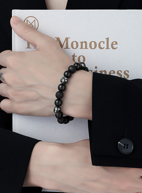 男士黑珠复古手链手串