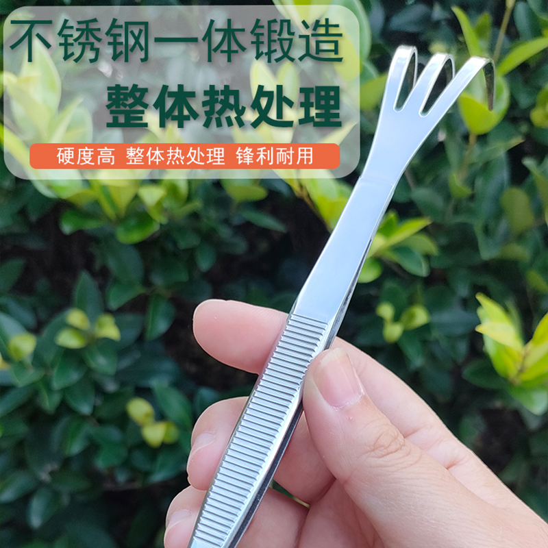 佐川田盆景镊子园艺不锈钢松土小耙子摘芽换土多肉种植起盆压土刀