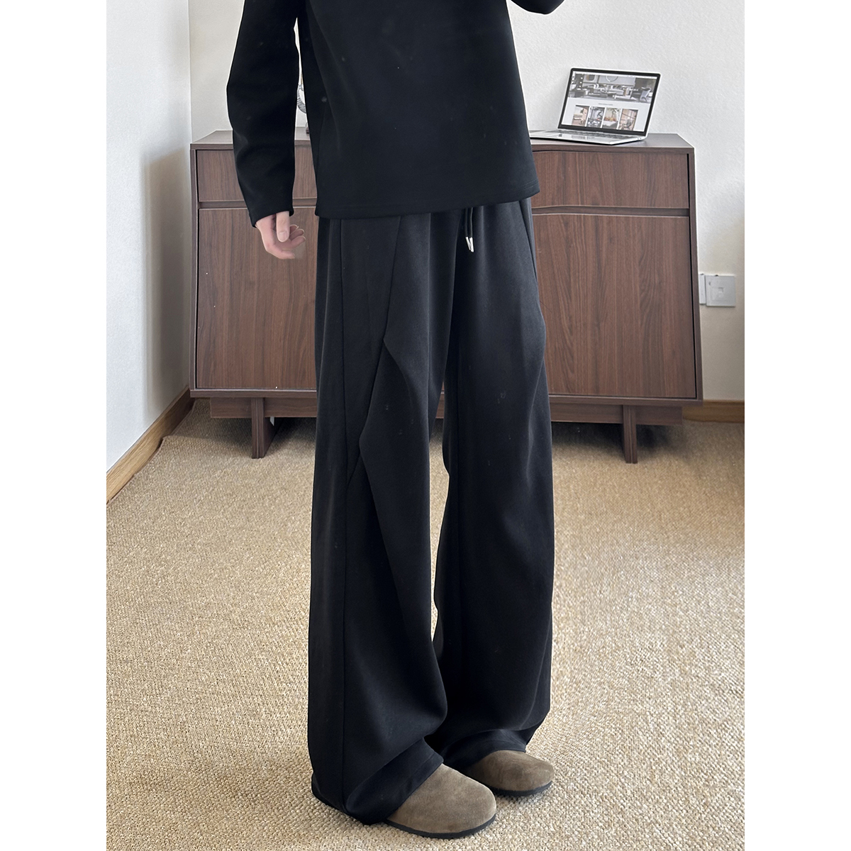 York Zoom秋季新款美式复古宽松直筒休闲裤男长裤子 - 图3