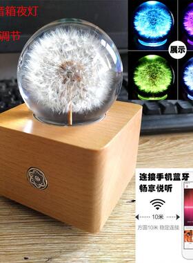 蓝牙音箱创意小夜灯节日礼物套装蒲公英木质音乐盒商务定制礼盒