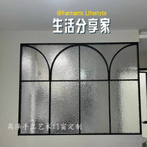 American vintages Antique Iron Art Deco Art Glass Partition Sofa rear background wall Indoor living room Book room Extremely Simple Windows