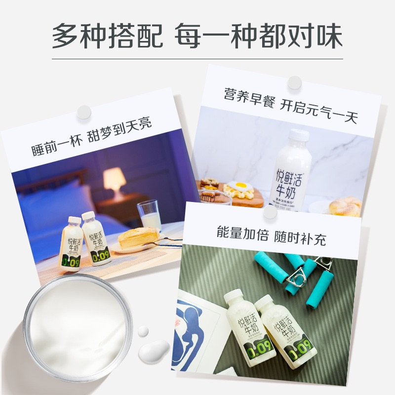 君乐宝悦鲜活鲜牛奶260ml/450ml/950ml瓶装低温学生儿童营养早餐 - 图1