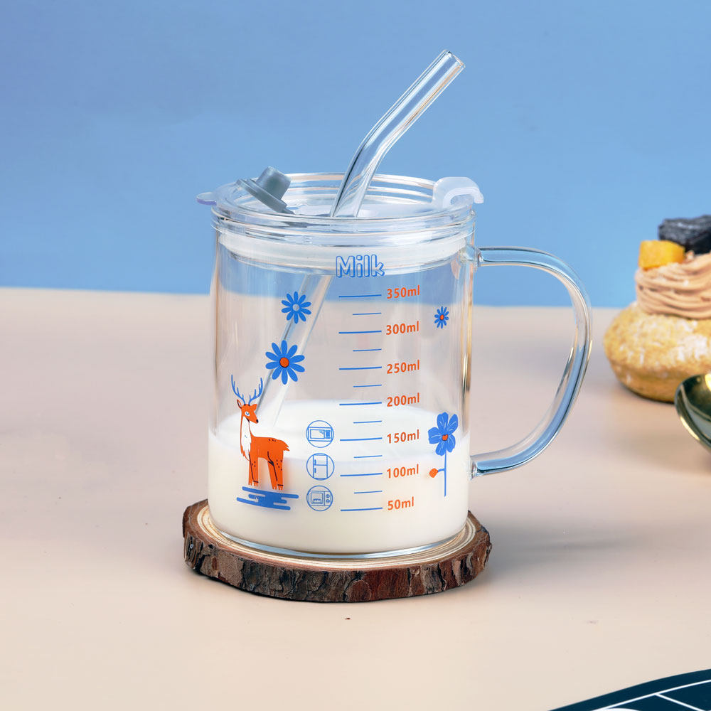 儿童牛奶杯带刻度宝宝奶杯家用微波炉可加热早餐奶粉耐高温玻璃杯,淘宝优惠券,粉丝福利购,淘宝优惠卷