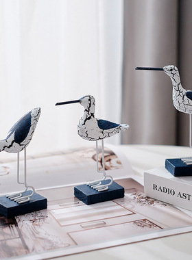 地中海创意木质做旧海鸟三件套装饰拍摄道具饰品家居桌面摆件