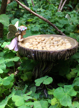 花仙子花园雕像鸟类喂食器托盘户外树脂家居工艺品花园庭院