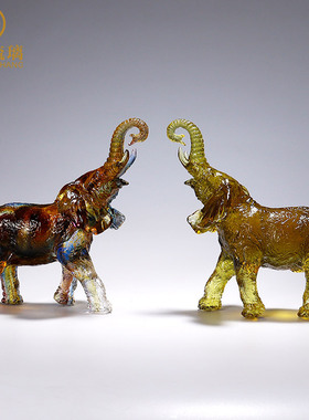 琉璃大象客厅装饰摆件家居工艺品桌面乔迁新居商务会议礼品